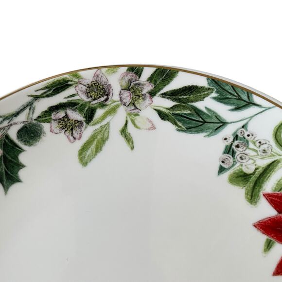 Grace Teaware Christmas Poinsettia Porcelain Cake Stand Holiday Holly New - Picture 11 of 12